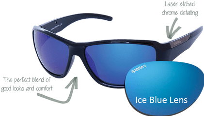 Gloss Black Frame With Ice Blue - Sunglasses Png