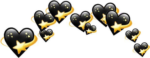 Black Hearts Heart Crown Crowns Emoji - Black Heart Emoji Aesthetic Png