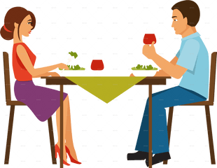 Having Dinner - Cartoon Couple Eating Dinner Png