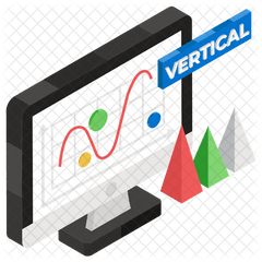 Vertical Line Graph Icon Of Flat Style - Graphic Design Png