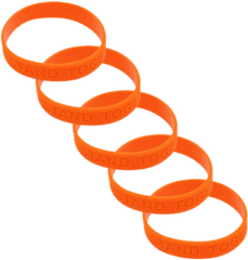 Orange Ribbon Awareness Silicone Bracelets 5 Pack - Circle Png