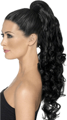 Clip - On Ponytail Curly Black Peinado Cola De Caballo Con Chinos Png