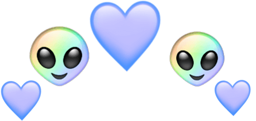 Alien Heart Emoji Rainbow Blue Aesthetic Pastelcolors - Pastel Heart Emoji Png