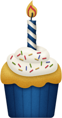 Happy Birthday Cards - Cupcake Clipart With Candle Png