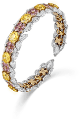 Fancy Yellow And Pink Diamond Bangle - Diamond Png