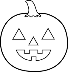 Pumpkin Black And White Clipart Kids - Halloween Pumpkin Carving Templates Png