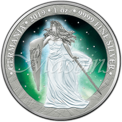 Germania Frozen Aurora Rhodium Limited Edition 2019 1 Oz 9999 Silver Coin - Frozen Aurora Puma Rhodium Coin Png