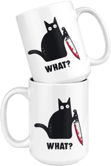 Black Cat Bloody Knife What Mug 15 Ounces U2013 Unlawful Threads - Black Cat With Knife Png