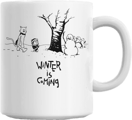 Download Calvin U0026 Hobbes Winter Is Coming Mug - Calvin And Winter Is Coming Cartoons Png