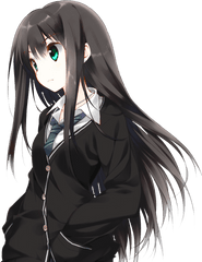 Black Hair Anime Girl Desktop Wallpapers - Wallpaper Cave Anime Girl With Black Hair And Green Eyes Png