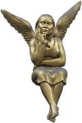 Angel Bronze Statue Sitting - Angel Sculpture Sitting Png