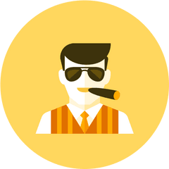 Boss Man Smoking Free Icon Of Kameleon Yellow Round - Icon Png