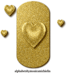 Monica Michielin Alfabetos 3 - Golden Glitter Ornament Heart Png