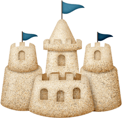 Sand Castle With Blue Flags Transparent - Sand Castle Transparent Background Png