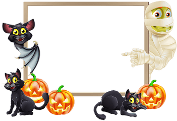 Landscape Halloween Border Clipart - Dracula And Witch Png