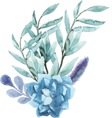 Download Ftestickers Watercolor Flowers - Blue Watercolor Flower Png