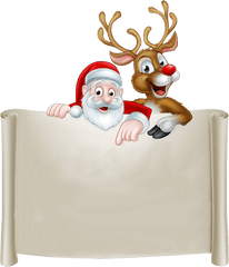 Notice Transparent Image Free Png Images - Santa Claus Cartoon And Reindeer