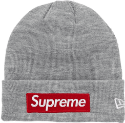 Supreme New Era Box Logo Beanie Fw18 - Supreme Box Logo Beanie Grey Png