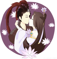 Cartoon Kiss Couple Portrait Png - Kiss