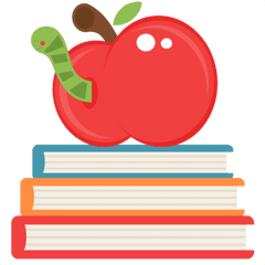 Transparent Apple And Book - Cute Books Clipart Png