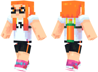 Download Orange Inkling Girl - Minecraft Inkling Girl Skin Png