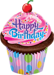 Happy Birthday Frosted Cupcake Balloons - Transparent Happy Birthday Cupcake Png