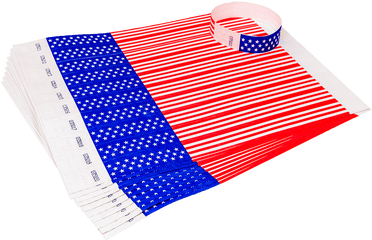 100 Stars Stripes Tyvek Wristbands - Paper Png