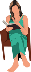 Download Hd Woman Sitting In Chair Reading Picture Library - Woman Reading On A Chair Png