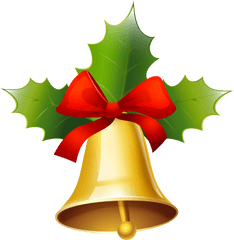 Golden Christmas Bell Png Clipart Image - Christmas Bell With Leaf