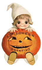 Scared Mouth Png - Cute Child With Pumpkin Head Halloween Vintage Halloween Pumpkin