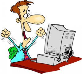 Aufgabenstellung Clipart - Cartoon Person On Computer Computer Scientist Clip Art Png