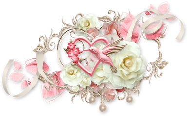 Cluster Heart Bird Hummingbird Rose White Pinkcluster - Garden Roses Png