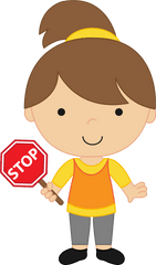 Girl Stop Sign - Kid Stop Sign Clip Art Png