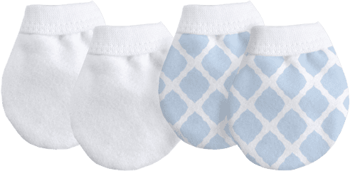 Kushies No Scratch Mittens Flannel 2 - Pack Lattice Blue Sock Png