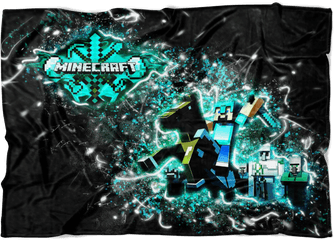 Minecraft Fleece Blanket Steve Diamond Sword Frozen Glory Black - Graphic Design Png