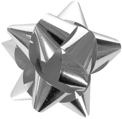 Metallic Bow Gift Silver - Silver Present Ribbon Png