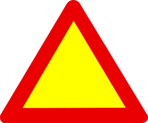 Triangle Road - Yellow And Red Triangle Road Sign Png