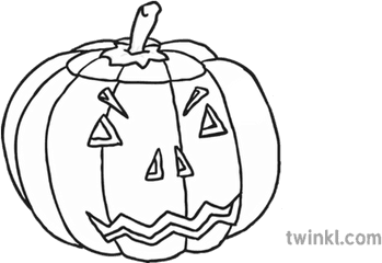 Jack O Lantern Black And White Illustration - Twinkl Pumpkin Carving Black And White Png