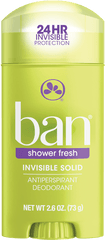 Ban Shower Fresh Invisible Solid Deodorant 26 Oz - Walmartcom Ban Unscented Png