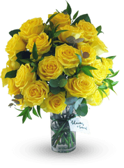 Yellow Rose Vase Arrangement - Blooms Of Bowral Floribunda Png