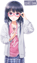 Cute Girl With Glasses Anime Stars - Cute Girl Anime Png