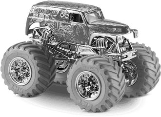 Grave Digger In Silver Monster Jam - Synthetic Rubber Png