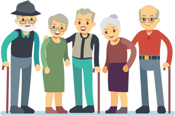 Old Men Group Cartoon Clipart - Old People Vector Png