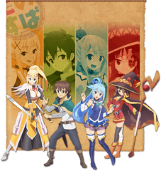 Konosuba - Kazuma Megumin Darkness And Aqua Png