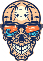 Skull Beach - Beach Skull Tattoo Png