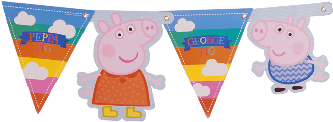 Peppa Pig Summer Fun Pennant Banner - Peppa Pig Birthday Banner Printable Free Png