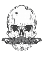 Tattoo Bearded Skull Calavera Finger Moustache - Free PNG