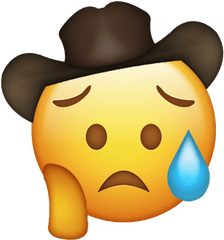 Sad Cowboy Hat Emoji - Emojis With Cowboy Hats Transparent Transparent Background Cowboy Hat Sad Cowboy Emoji Png