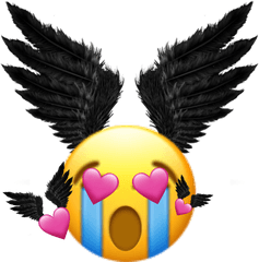 Love Cry Heart Emoji Wing Wings Pixle22 Clipart - Full Black Thumbnail Effect Png