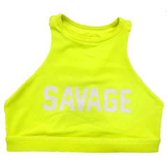 Training Bra Yellow High Neck Glow Stick For Women - Savage Barbell Vest Png